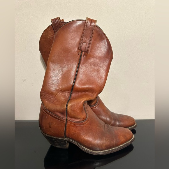 Vintage Frye Western Boots Mens Size 8.5D Brown Leather Cowboy 2356 Pull On - Picture 4 of 9